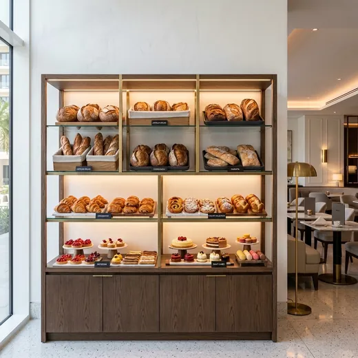 Rak Display Bakery Kayu dengan Lampu LED &ndash; contoh penerapan 2