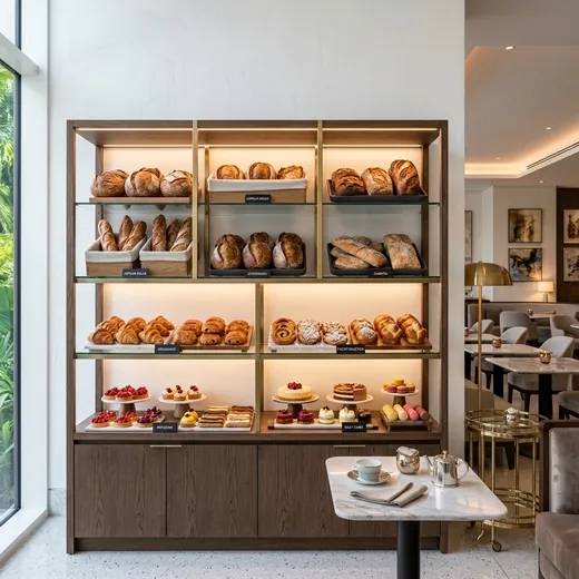 Rak Display Bakery Kayu dengan Lampu LED &ndash; contoh penerapan 4