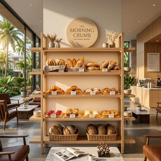 Rak Display Bakery 4 Susun Kayu Natural &ndash; contoh penerapan 2