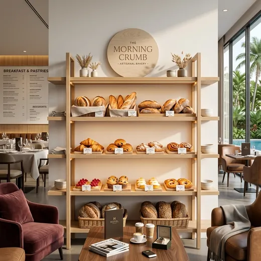 Rak Display Bakery 4 Susun Kayu Natural &ndash; contoh penerapan 4