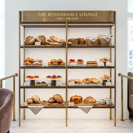 Rak Display Bakery Besi Finishing Brass