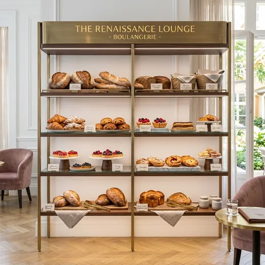 Rak Display Bakery Besi Finishing Brass &ndash; contoh penerapan 1