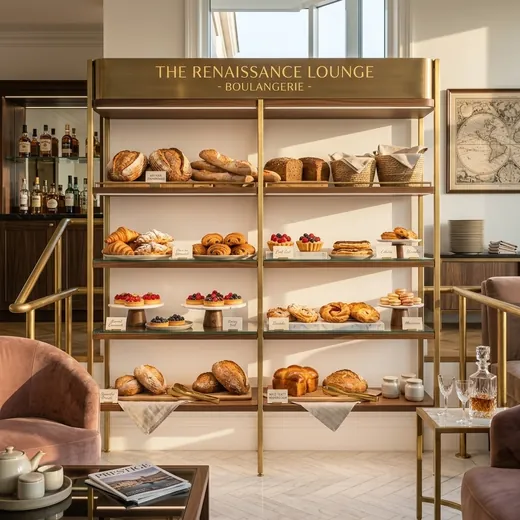 Rak Display Bakery Besi Finishing Brass &ndash; contoh penerapan 2